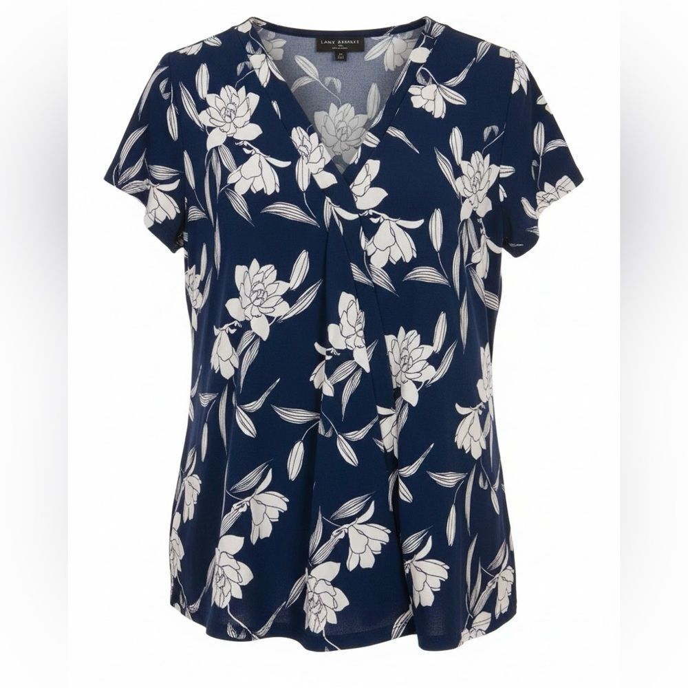 Lane Bryant Blue and White Flutter Sleeve Floral Blouse - Size 18/20